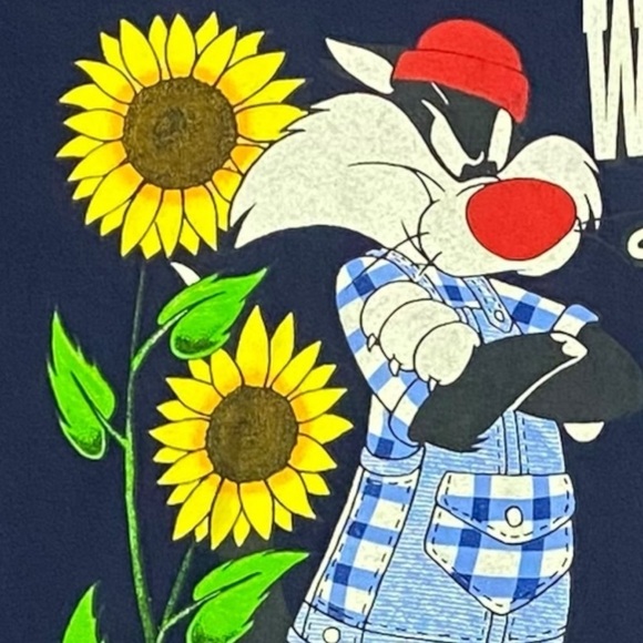Vintage 90s 1996 Looney Tunes Graphic Tee T Shirt Tweetie Bird Sylvester Large - Picture 6 of 12